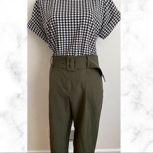 PRIMARK High Wasted Belted Olive Green Slacks